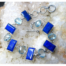 Lapis Lazuli Bracelet Gemstone Bracelet 925 Silver Bracelet